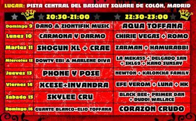 Cartel de las actuaciones gratuitas en el Basket Square de ColÃ³n